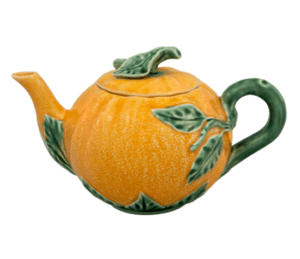 Bordallo Pinheiro orange teapot