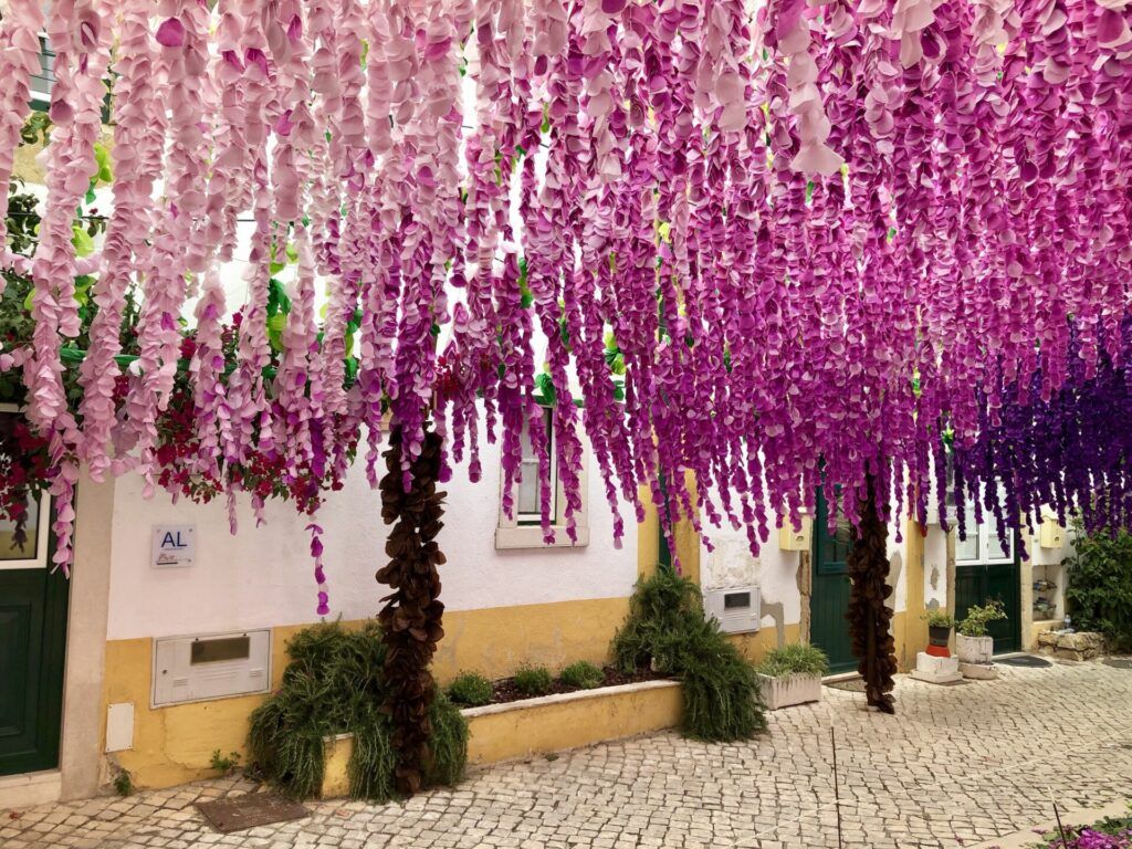 Streets with paper flowers